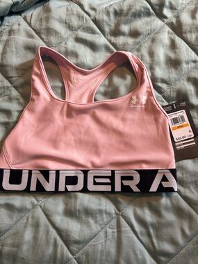 Under Armour Pink Racerback Sports Bra with Black Branded Band